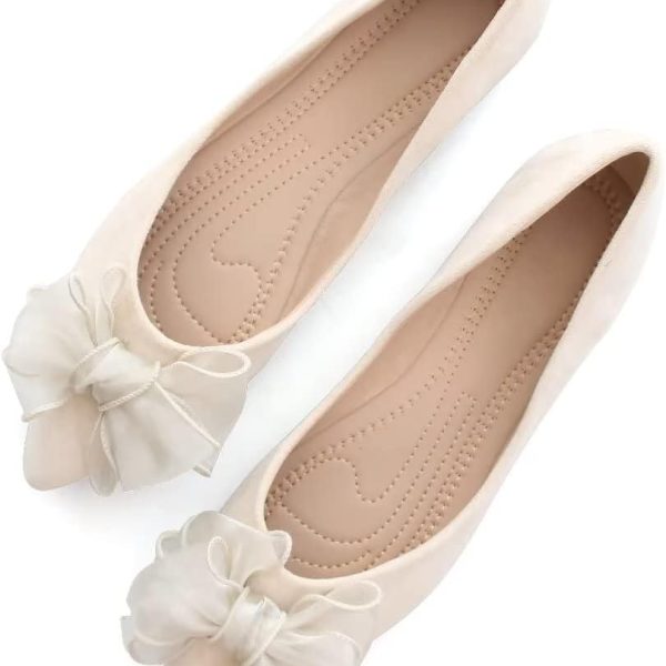 Womens Casual Flats Fashion Chain Pointed Toe Ballet Flats Rhinestone Flats Comfort Slip On Dress Shoes