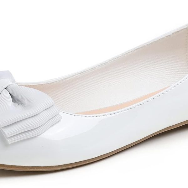 Women's Round Toe Cute Bow Trim Ballet Flats