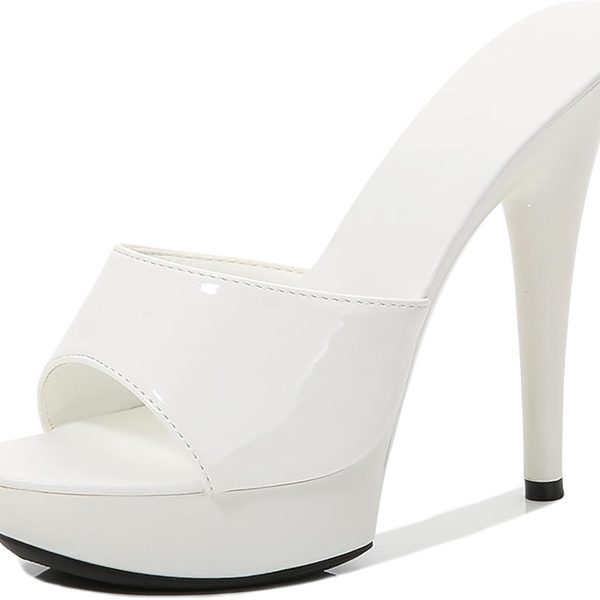 Women's Peep-Toe High-Heeled Platform Sandals, Sexy Party Slippers, Round Toe Open-Toe Slip-On High Heels, Backless Prom Sandals, Stylish Stiletto Heels for Weddings and Evenings