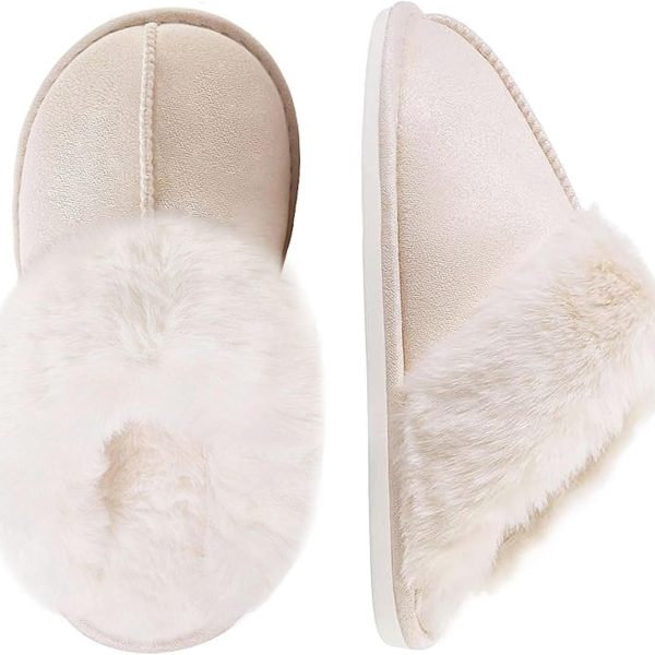 Fuzzy House Slippers for Women,Fluffy Memory Foam House Bedroom Slippers,Womens Shoes Casual Fall,Anti-Skid Plush for Indoor Outdoor Slippers