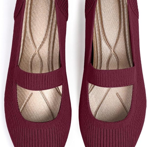 Women's Flats Shoes Pointed Toe Knit Washable Ballet Comfortable Dressy Mary Jane Flat