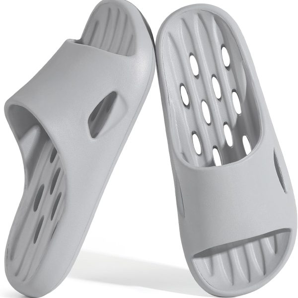 Men's Shower Slides (With Drainage Holes) – Quick-Drying Bathroom Slippers, Unisex Non-Slip Style, Suitable for Home, Bedroom, Pool, Spa, Guest Use, & College Dorms