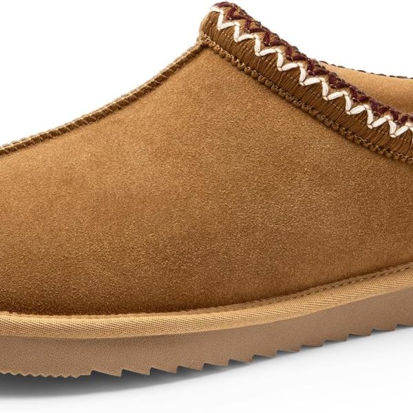 Men's Plush Comfort Slippers: Genuine Suede Material, Suitable for Indoor/Outdoor Home Wear, Warm Winter Slip-Ons, Features Memory Foam and Plush Lining