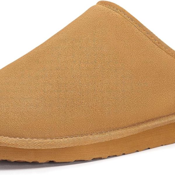 Men's Winter Genuine Leather Slippers: Comfortable Memory Foam & Suede Materials | Warm Fleece Lining | Suitable for Indoor & Outdoor Wear (Sizes: 7-14)