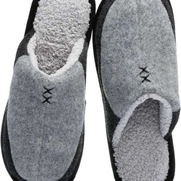 Men's Two-Tone House Slippers – Memory Foam Insole, Comfortable & Warm, Indoor/Outdoor Slip-Ons, Gift for Men/Fathers