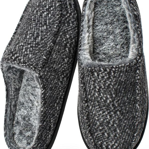 Men's Indoor Slippers – Memory Foam Non-Slip House Shoes, Plush Lining, Sizes 8-15