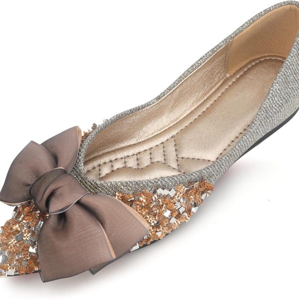 Flats Women Rhinestone Wedding Flats Comfort Pointed Toe Ballet Flats Dress Flats for Women